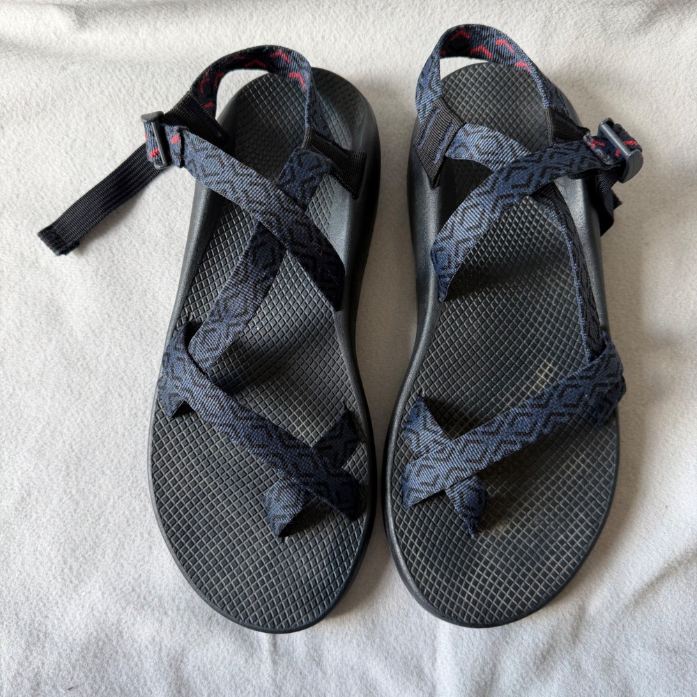 Chaco Z Cloud 2 Mens Size 14 Sandals Blue Black Geometric Straps Toe Loop Hiking